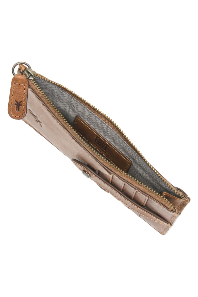 Slim Leather Snap Card Wallet, Alternate, color, COGNAC