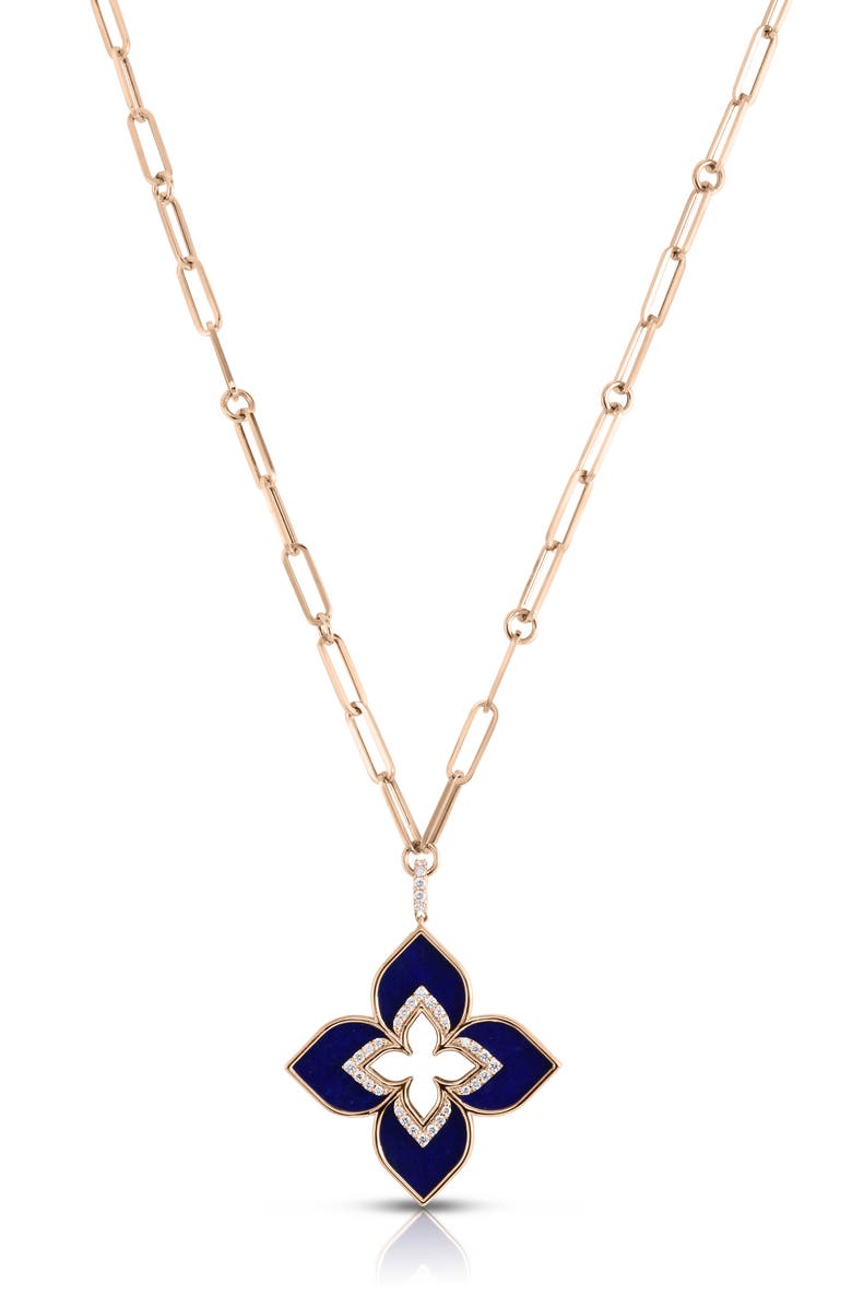 Roberto Coin Venetian Princess Diamond Flower Pendant Necklace, Main, color, 