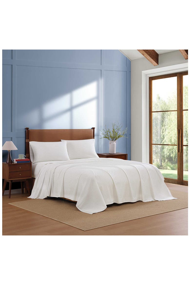 Monogram Stripe Cotton Percale Sheet Set, Alternate, color, ROCKY GREY