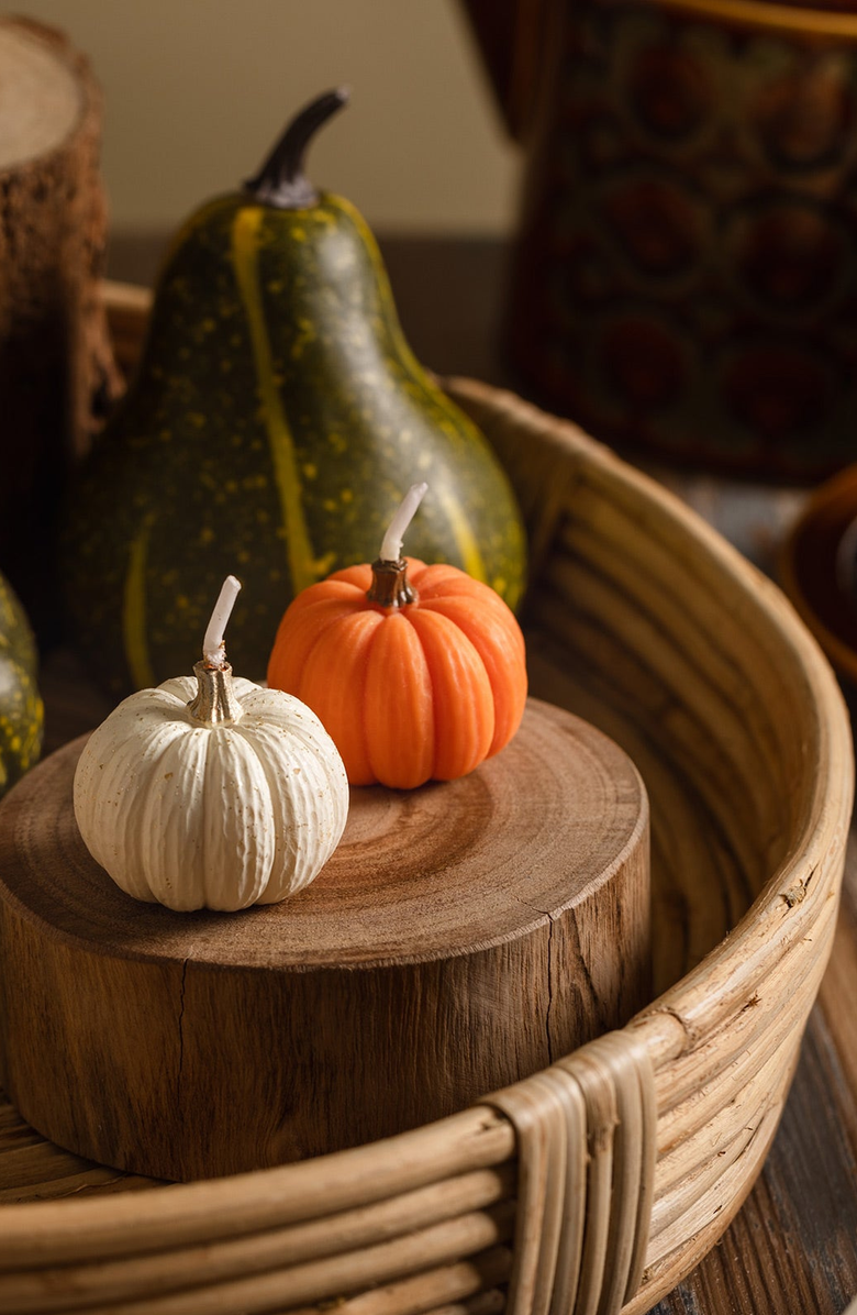 Southlake gifts Autumn Pumpkin Candles, Alternate, color, Orange / Off-White