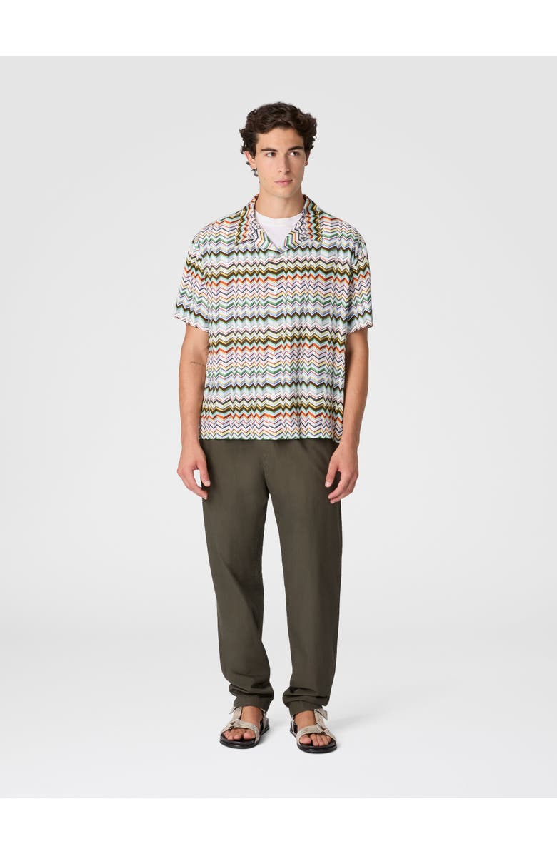 UM Bowling Shirt In Viscose With Irregular Zigzag Print, Alternate, color, Brown Multi