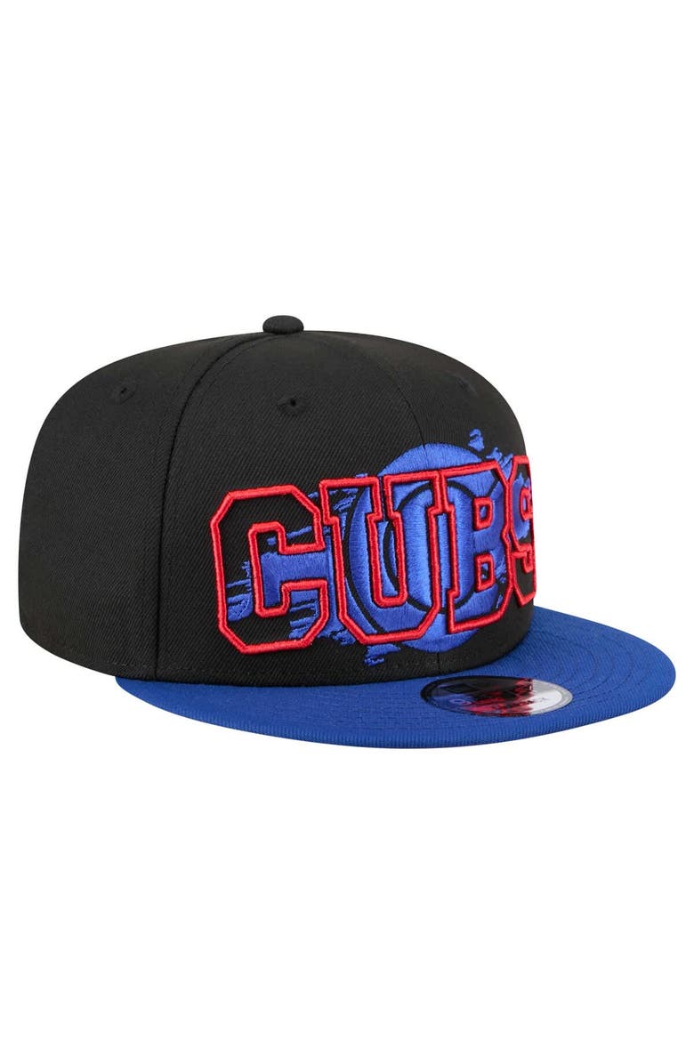 New Era Men's New Era Black Chicago Cubs Splatter 9FIFTY Snapback Hat, Alternate, color,