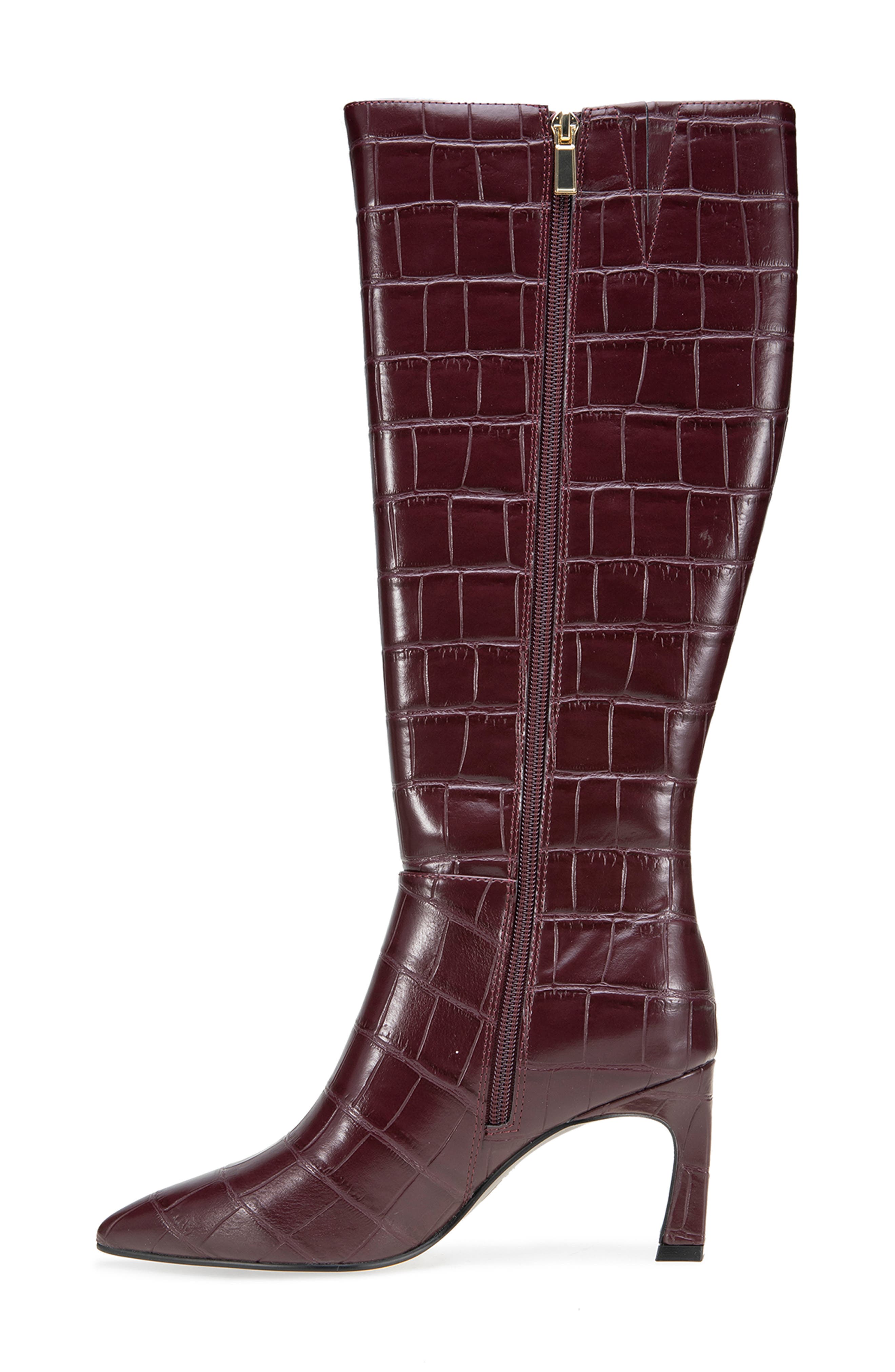 Kyla Croc Embossed Faux Leather Tall Boot, Alternate, color, FIG CROC PU