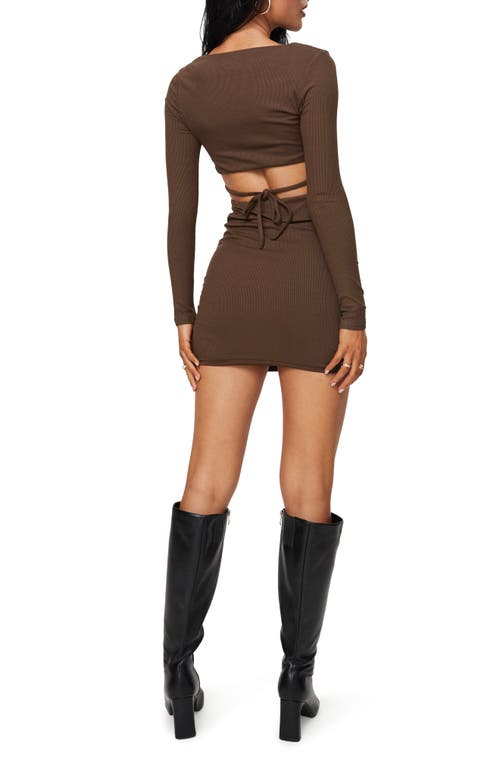 Princess Polly Nolan Long Sleeve Minidress In Burgundy