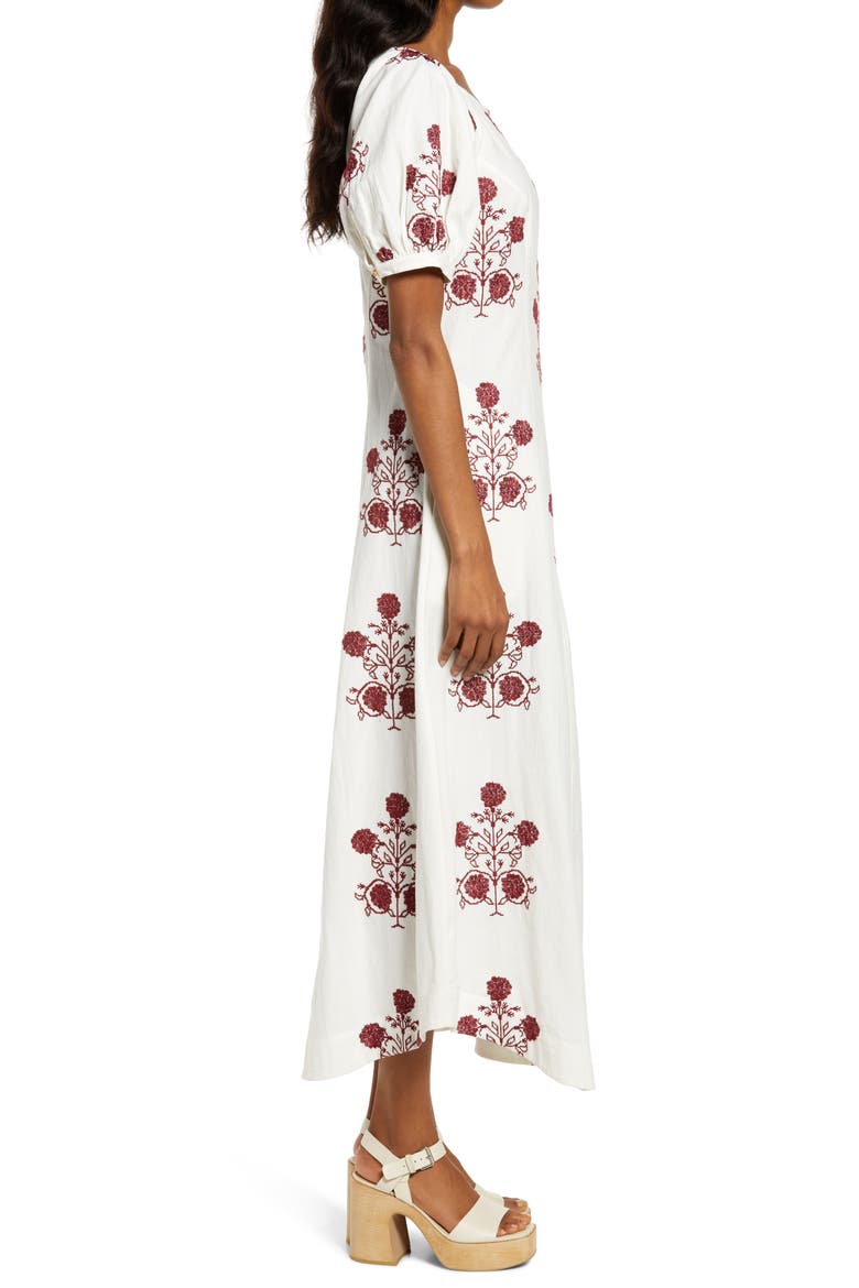 Cactus Flower Embroidered Cotton Dress, Alternate, color, LAZY BONES COMBO