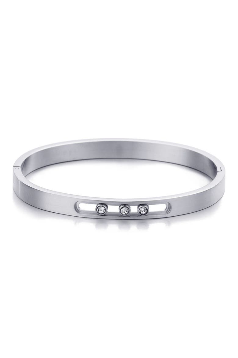 Tarnish Resistant Cubic Zirconia Bangle Bracelet, Main, color, SILVER