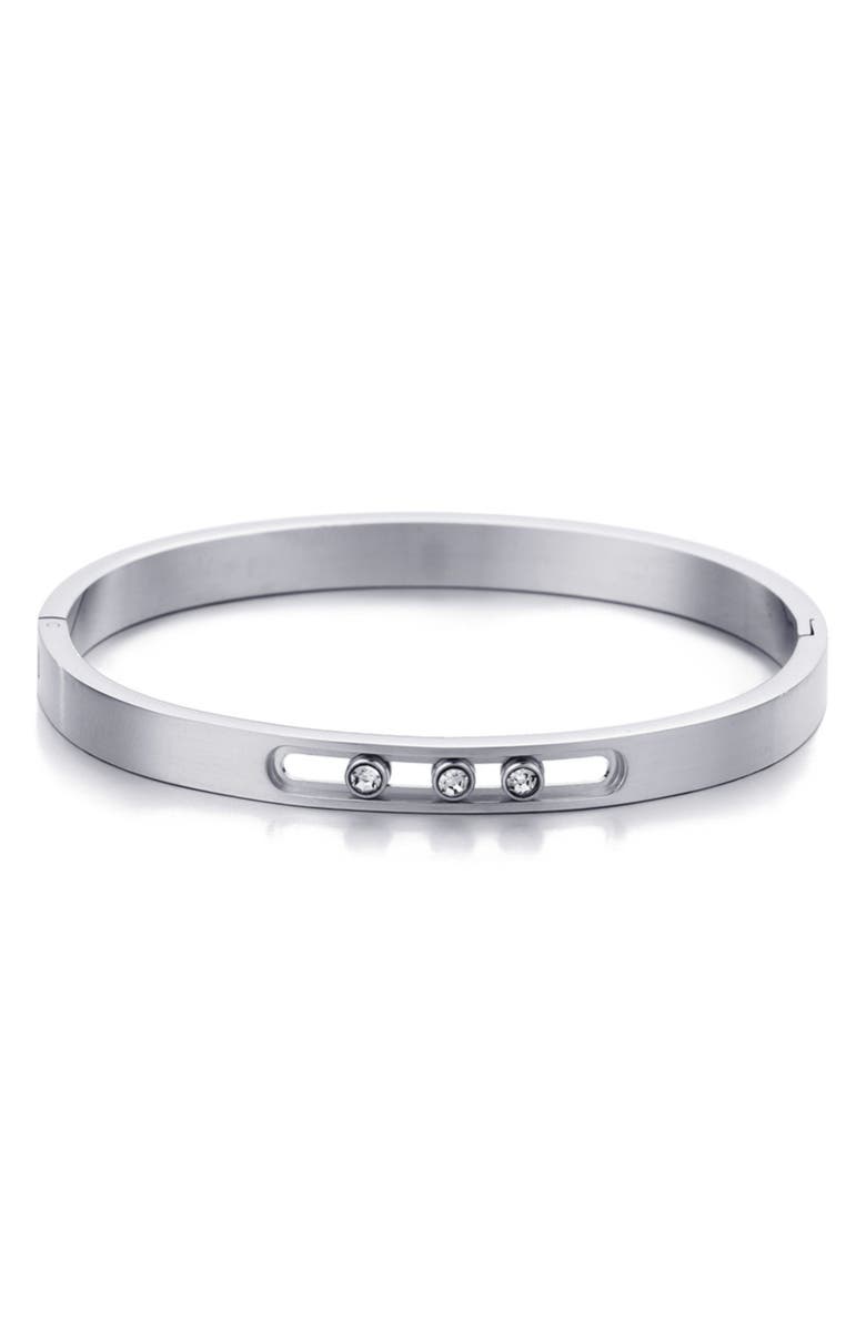 Adornia Tarnish Resistant Cubic Zirconia Bangle Bracelet, Main, color, Silver