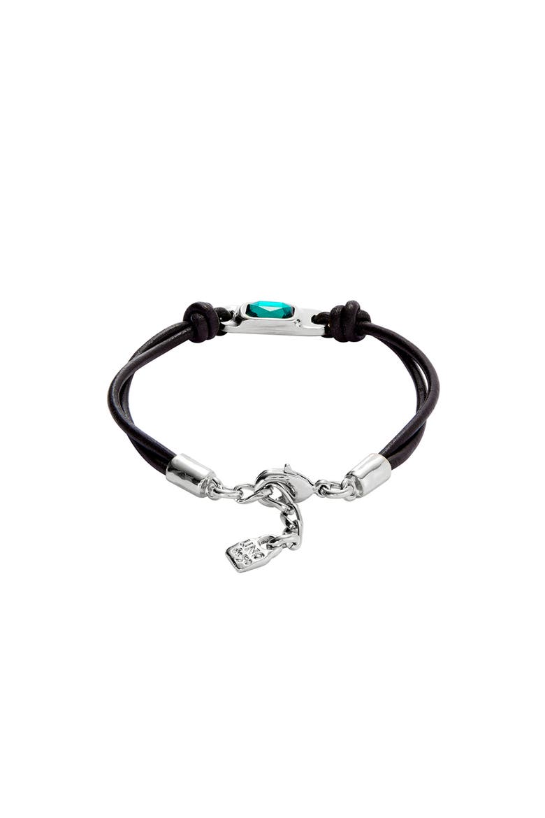 Sterling Silver Plated Leather Bracelet, Alternate, color, Silver