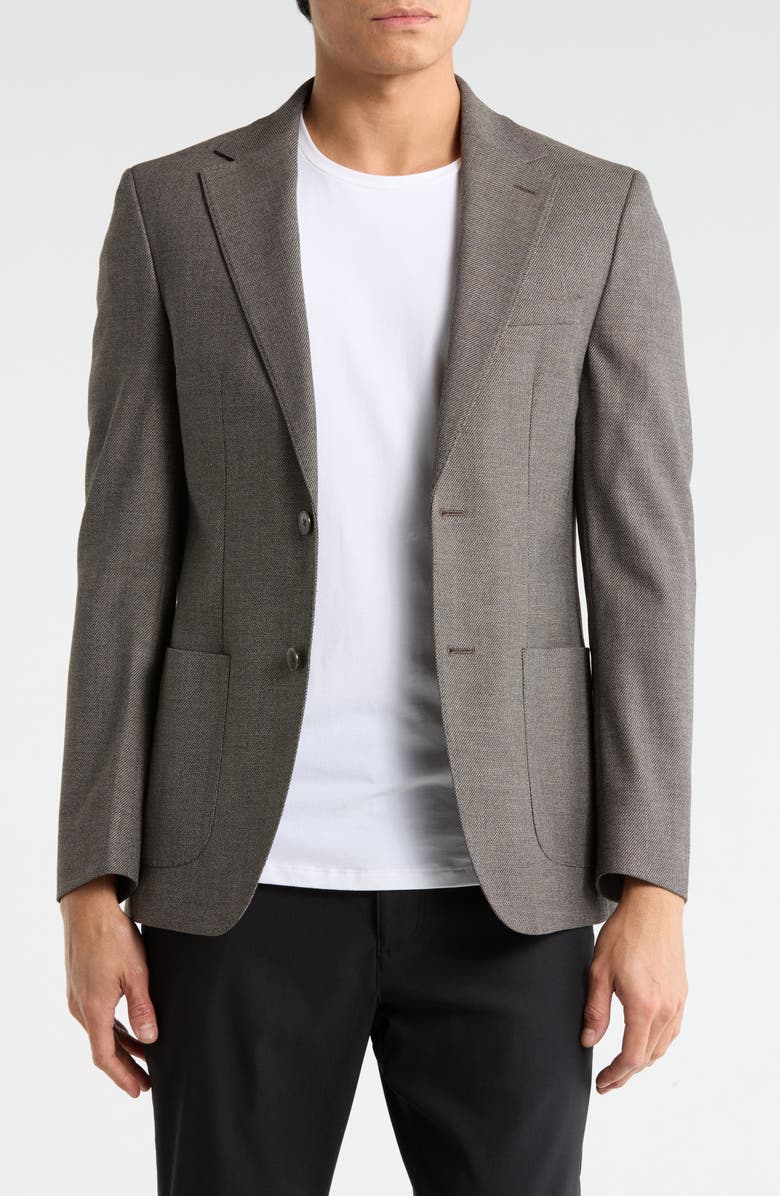 Calvin Klein Taupe Heathered Notch Lapel Sport Coat, Main, color, Taupe