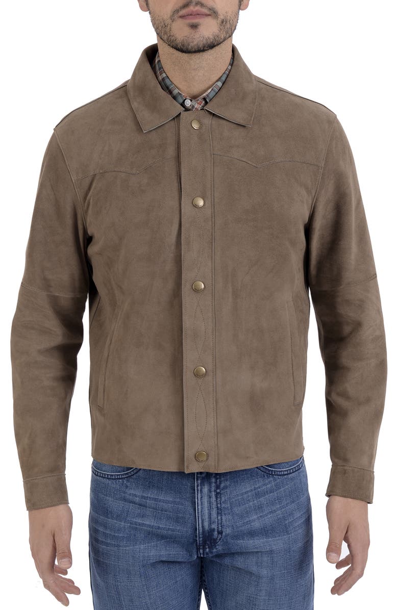 Frye Suede Long Sleeve Shacket, Main, color, Taupe