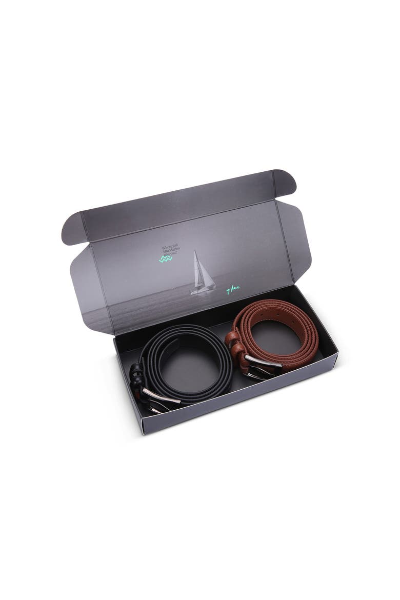 Dual Loop Leather Dress Belt-2 pack, Alternate, color, Mahogany & Burnt Umber
