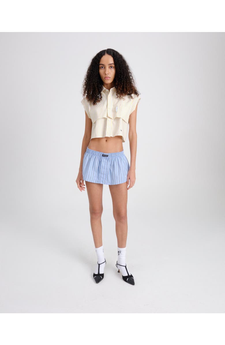 Hommegirls Sleeveless Layered Cropped Shirt, Alternate, color, Yellow Stripe Oxford