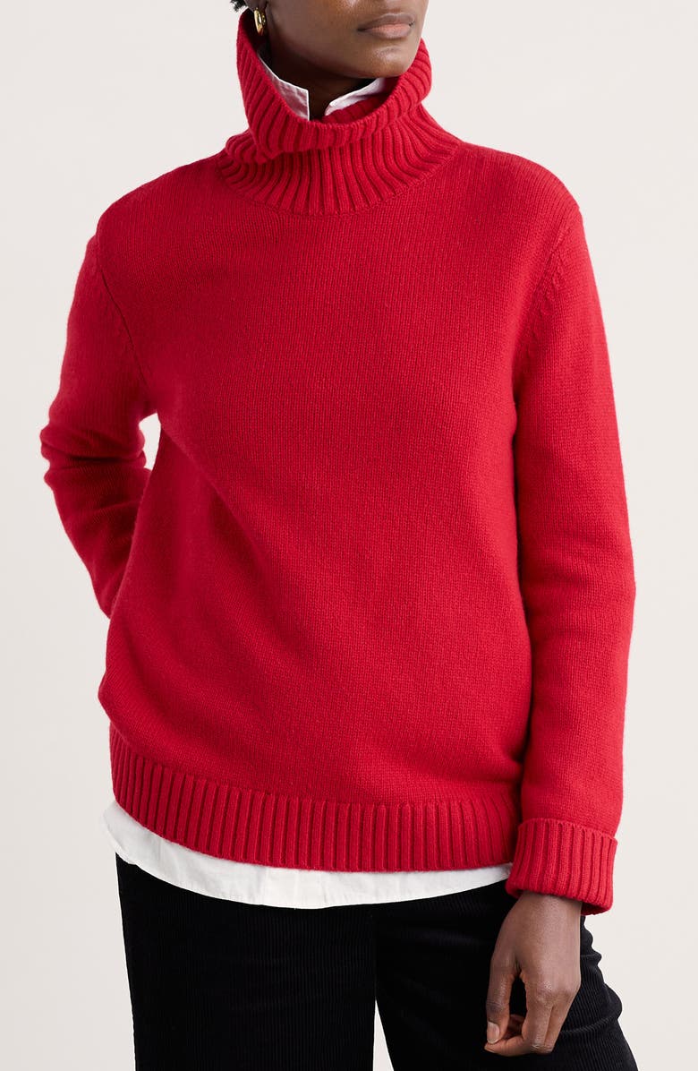 Seasalt Cornwall Braque Turtleneck Wool Blend Sweater, Main, color, Knit Melange Carmine