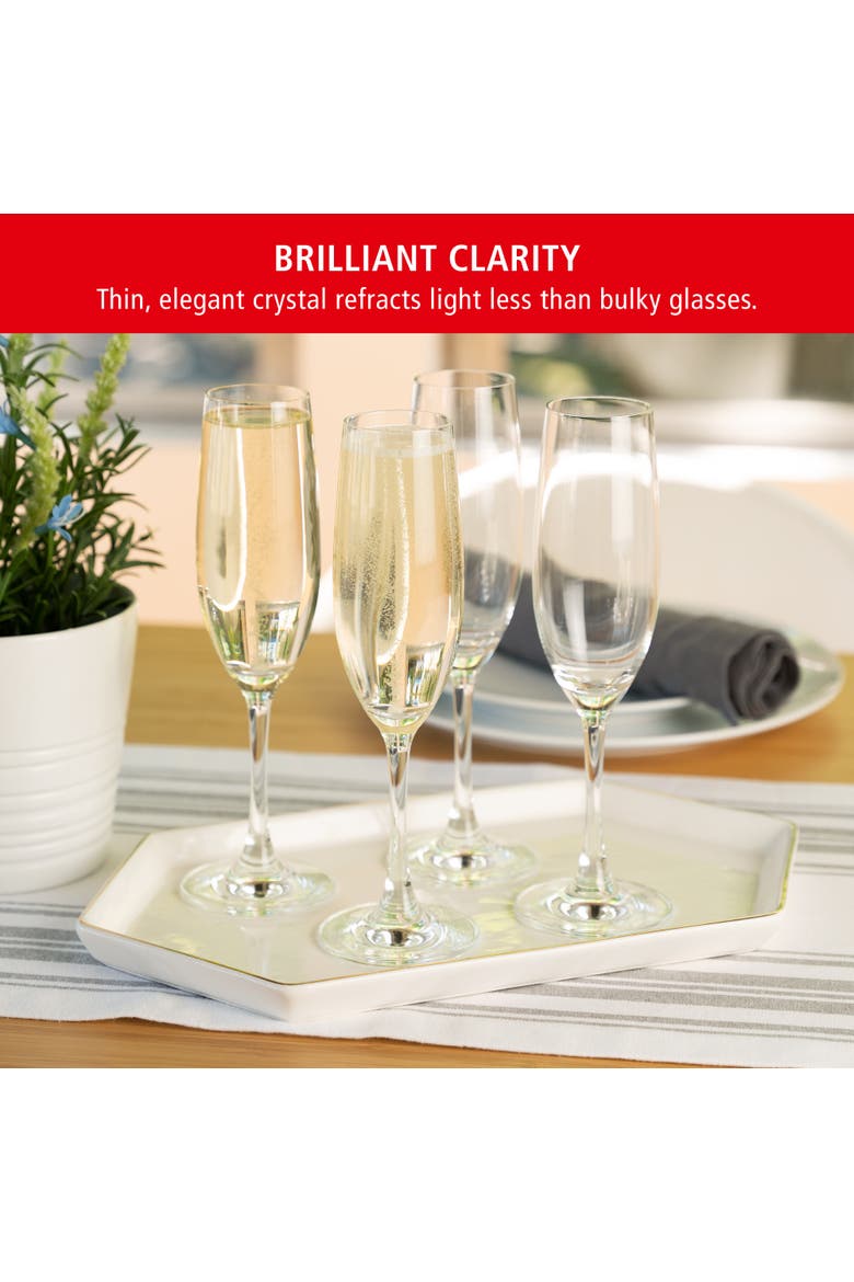 Wine Lovers Champagne Flute Glass Set of 4, Alternate, color, Clear