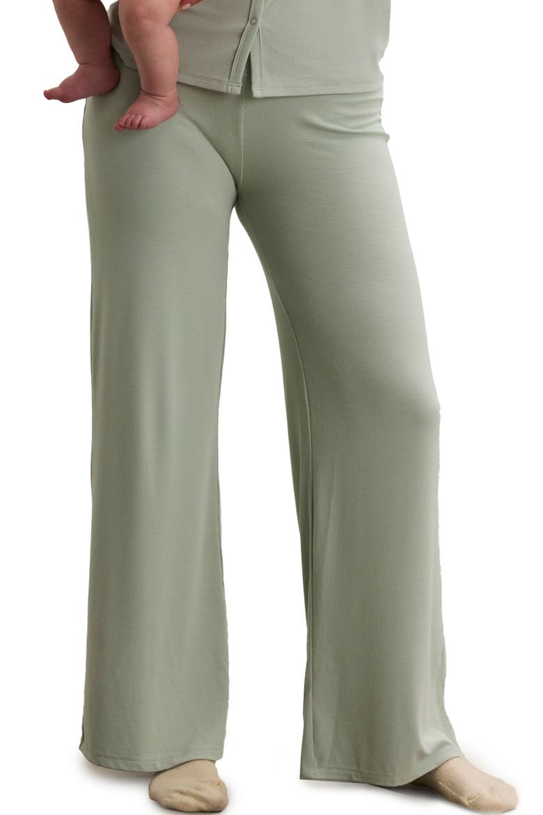 The Softest Rib Over Under Relaxed Pant, Main, color, Sage