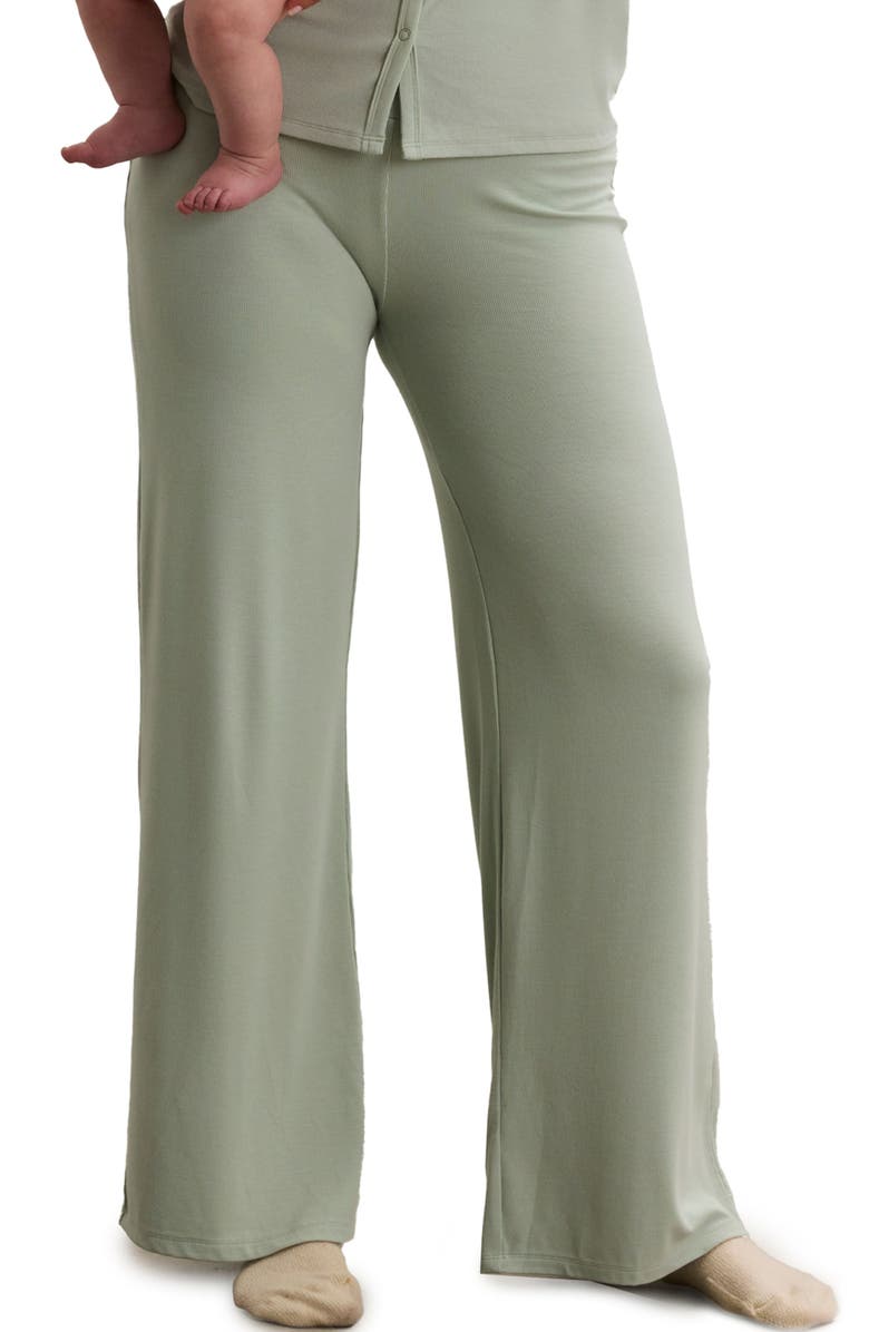 HATCH Collection The Softest Rib Over Under Relaxed Pant, Main, color, Sage