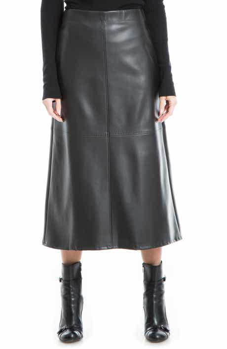 MAX STUDIO Faux Leather A-Line Skirt