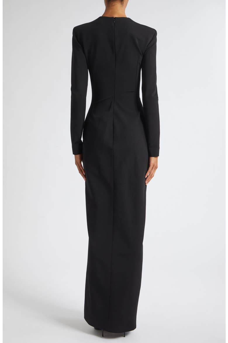 Long Sleeve Draped Zip Compact Jersey Maxi Dress, Alternate, color, 0PA BLACK