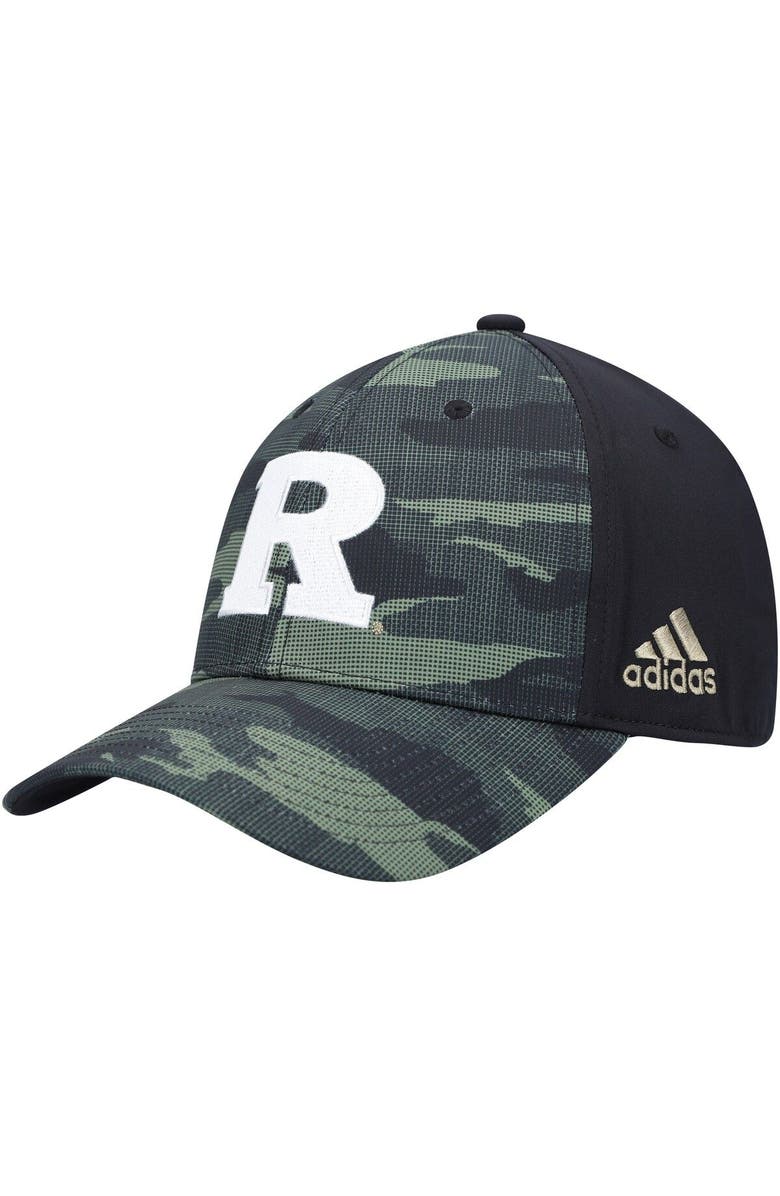 adidas Men's adidas Camo Rutgers Scarlet Knights Military Appreciation Primegreen Flex Hat, Main, color, 