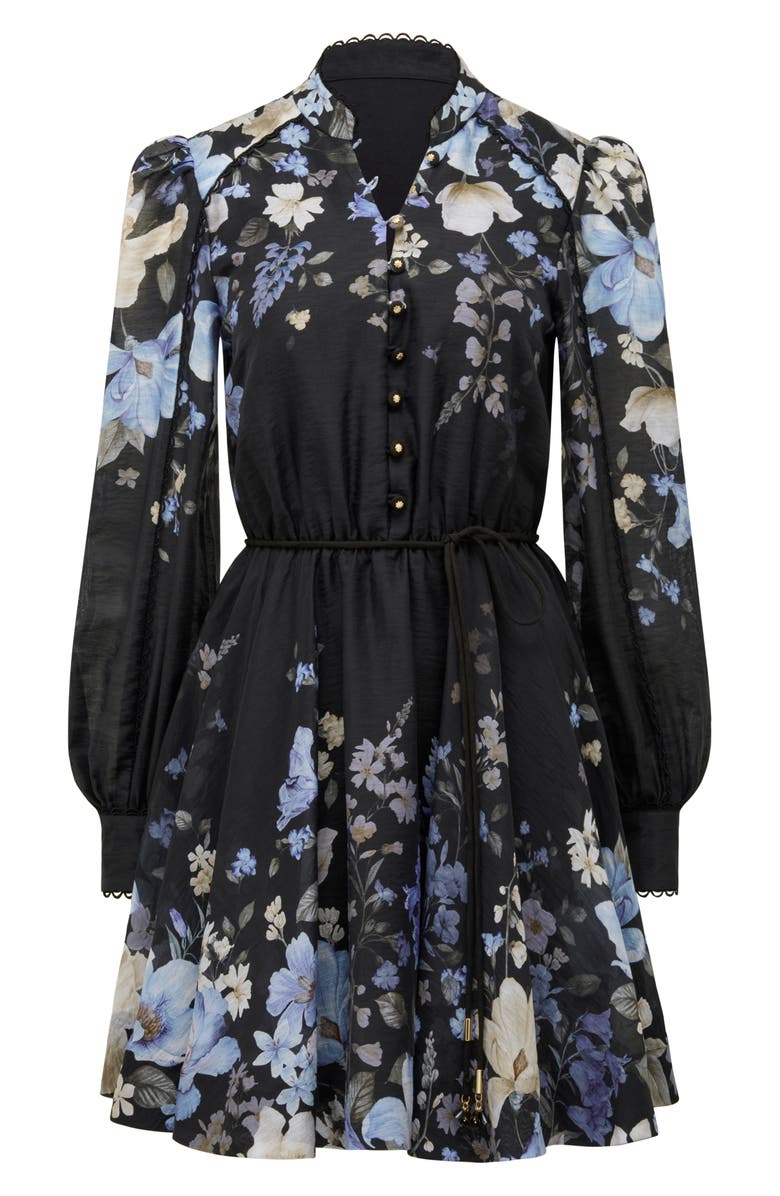 Ever New Vienna Lace Trim Belted Long Sleeve Shirtdress, Alternate, color, Mila Floral