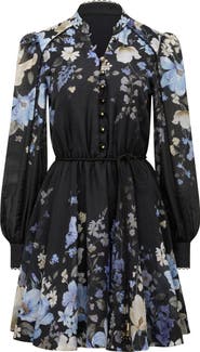 Ever New Vienna Lace Trim Belted Long Sleeve Shirtdress