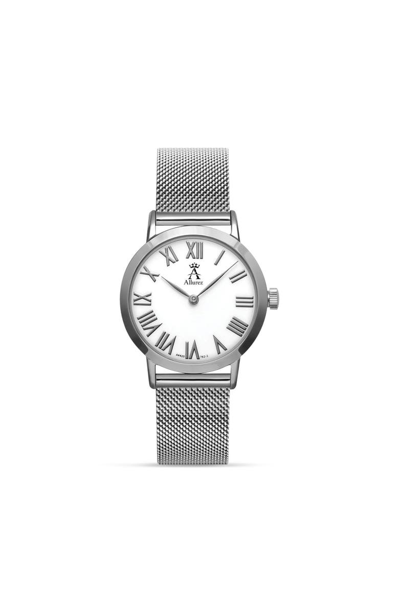 ALLUREZ Women's Stainless Steel Mesh Bracelet Watch, Main, color, Silver