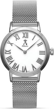 ALLUREZ Women's Stainless Steel Mesh Bracelet Watch