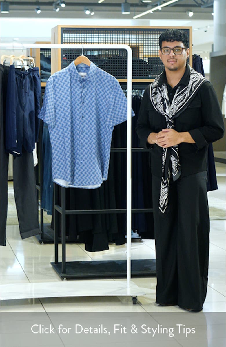 Miles OoohCotton<sup>®</sup> Leaf Print Short Sleeve Button-Up Shirt, sales video thumbnail