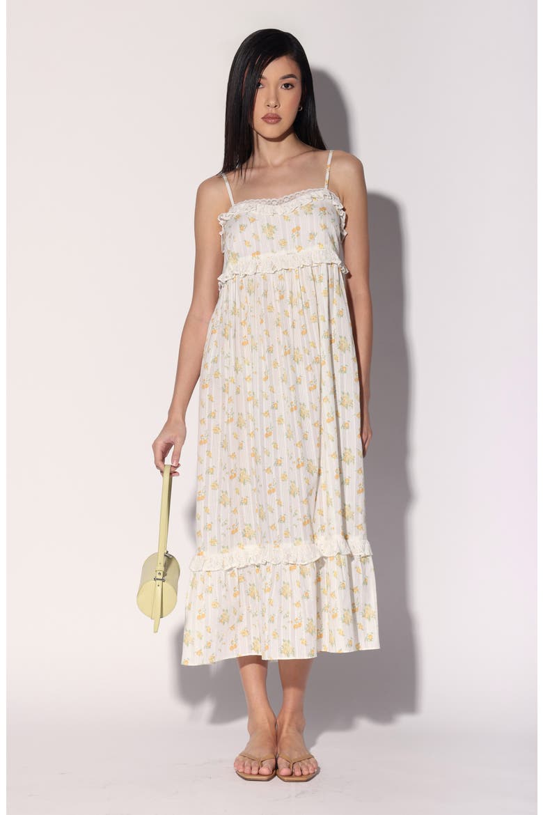 Carla Cotton Midi Dress, Alternate, color, YELLOW BOUQUET
