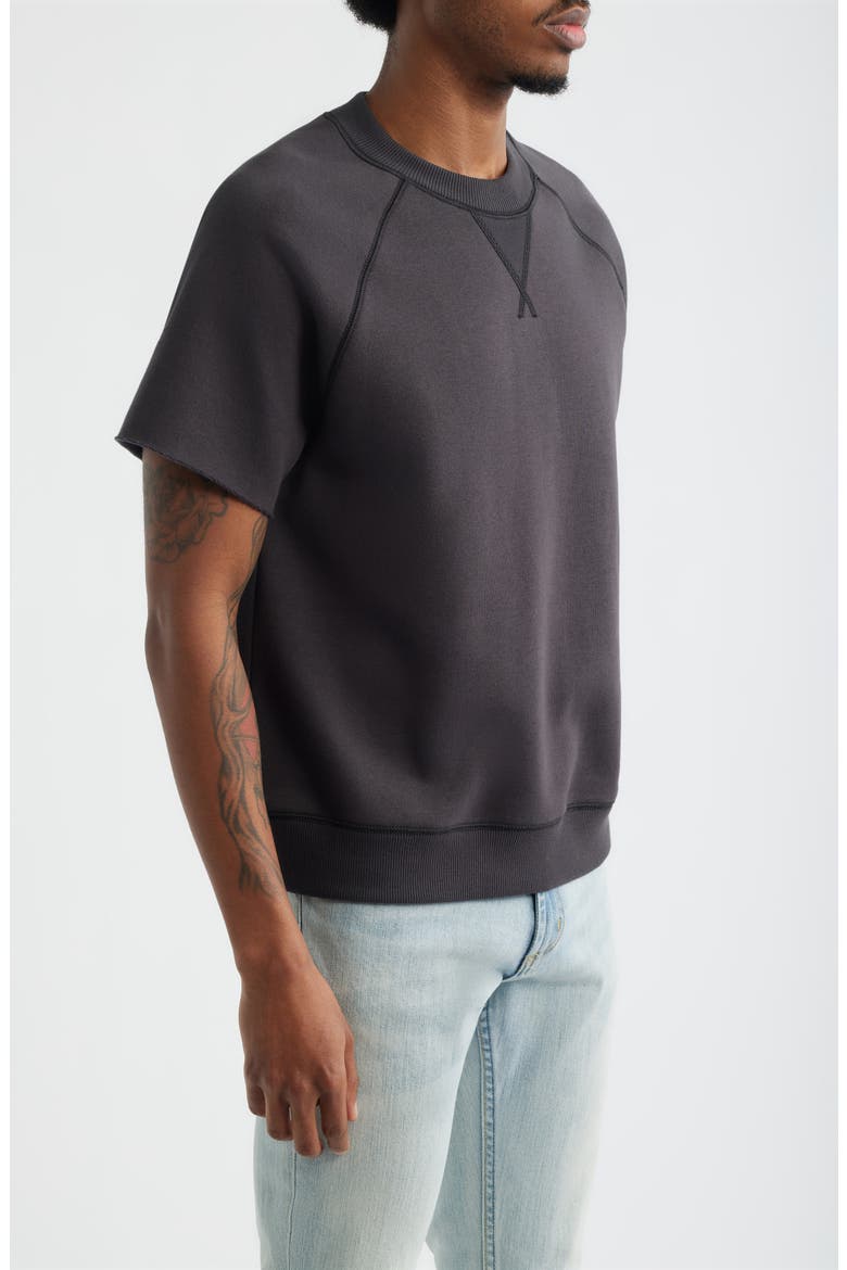 Fleece Short Sleeve Sweatshirt, Alternate, color, BLACK FADED