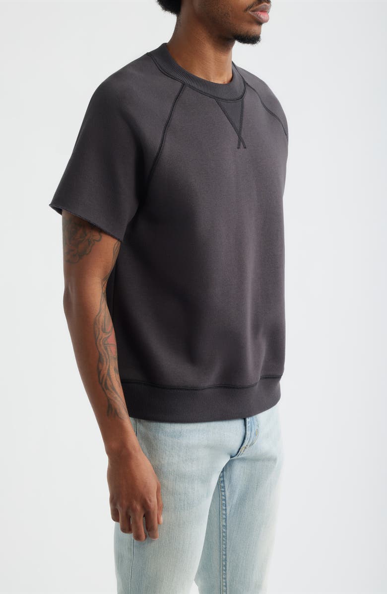 BP. Fleece Short Sleeve Sweatshirt, Alternate, color, Black Faded