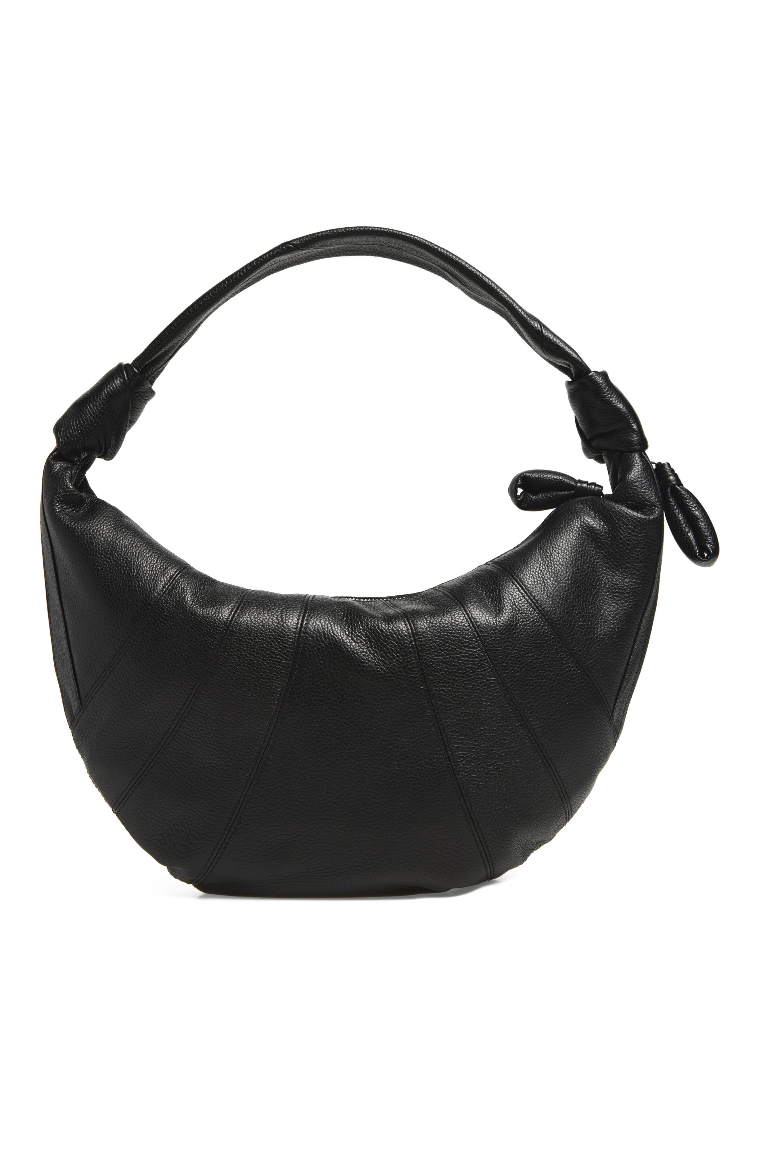 Fortune Croissant Leather Shoulder Bag, Alternate, color, BLACK