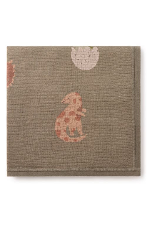 Elegant Baby Dinosaur Family Cotton Knit Blanket in Olive Green  product