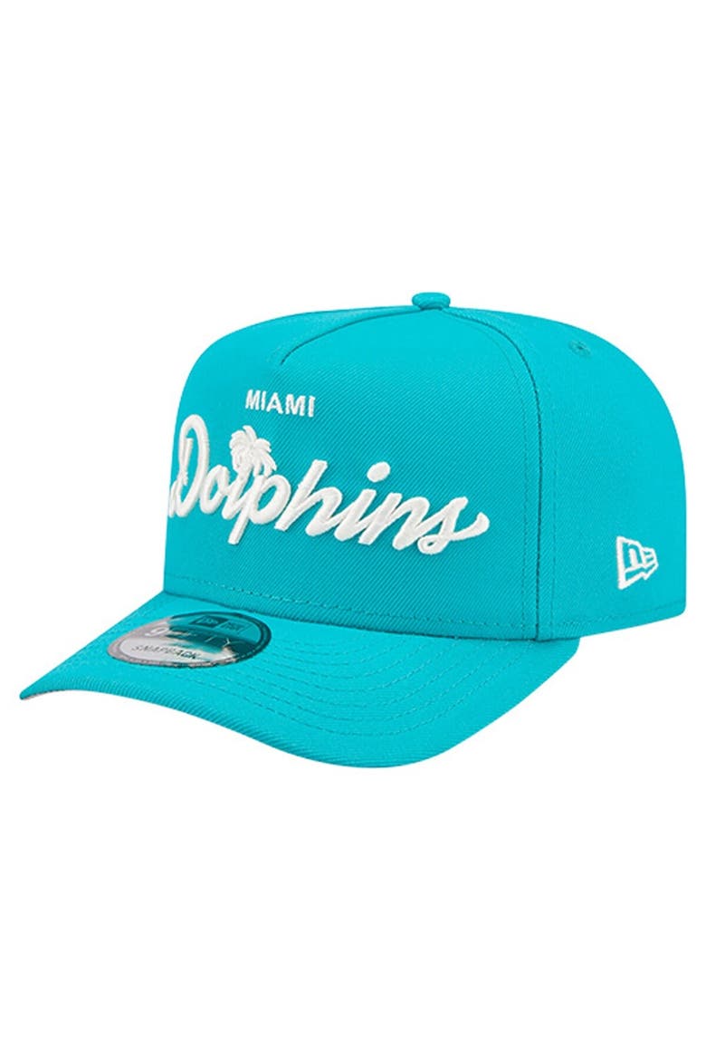 Men's New Era  Aqua Miami Dolphins Local Play A-Frame 9FIFTY Snapback Hat, Alternate, color, Aqua