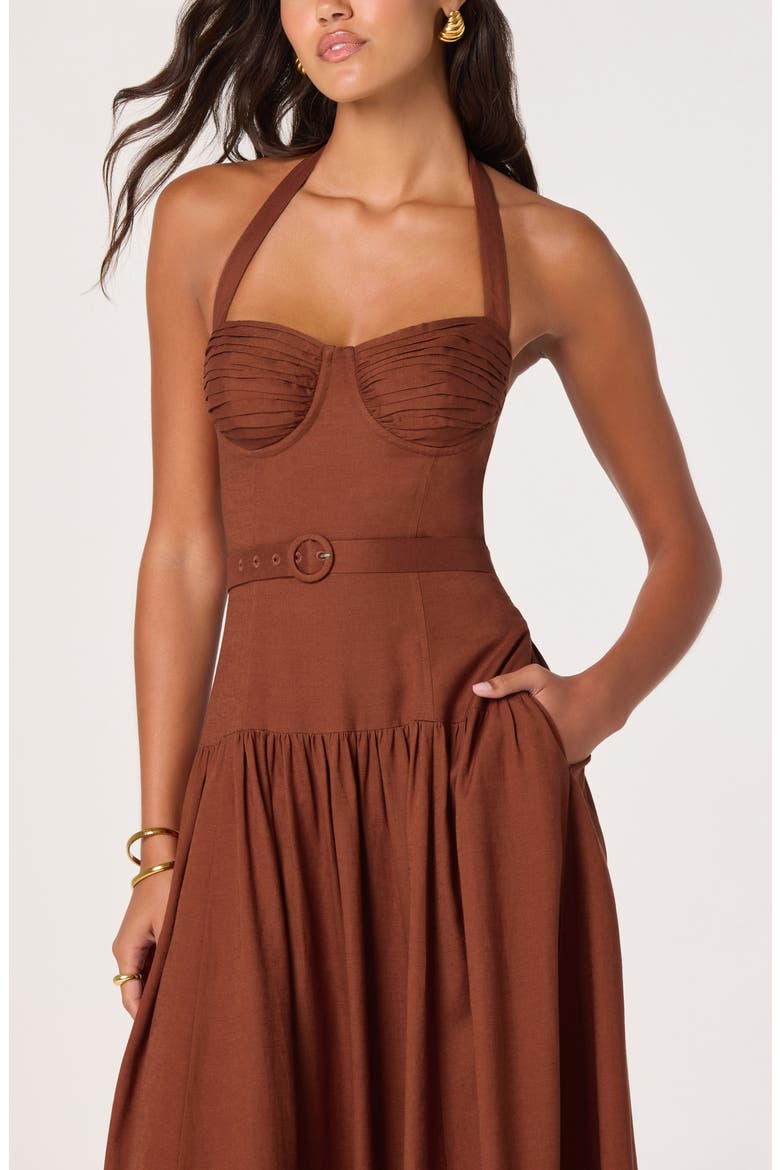 Katinka Halter Midi Dress, Alternate, color, RUST
