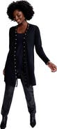 Jessica London Pearl Trim Carefree Cashmere Cardigan