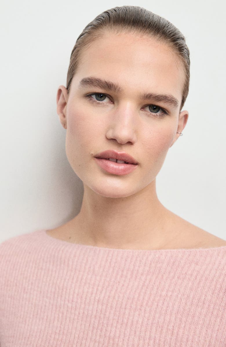 MANGO Boat Neck Rib Sweater, Alternate, color, Pastel Pink