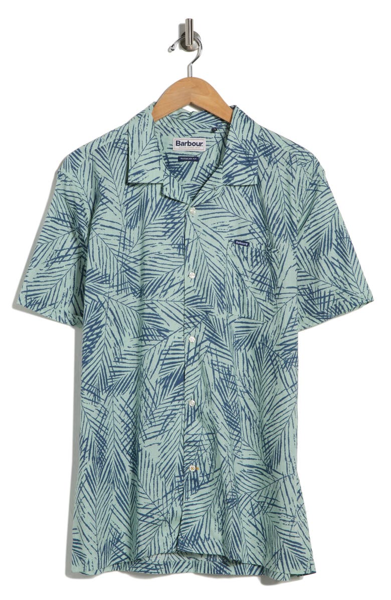 Barbour Falmouth Linen & Cotton Camp Shirt, Main, color, Pale Apple