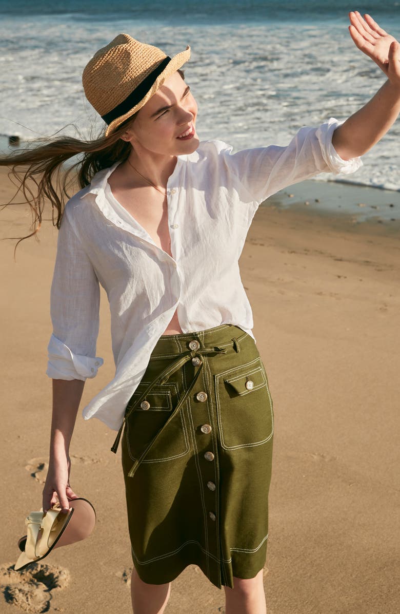 J.Crew Slim Fit Perfect Piece-Dyed Irish Linen Shirt, Alternate, color, 