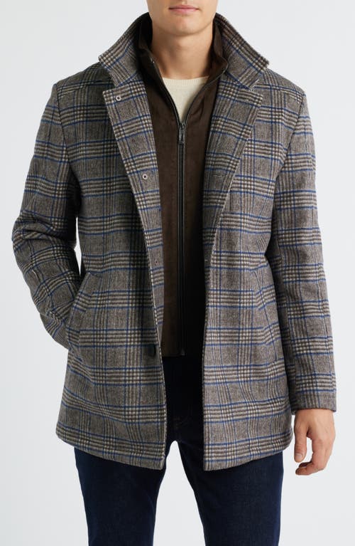 Johnston & Murphy Upton Bib Insert Wool Blend Car Coat In Multi