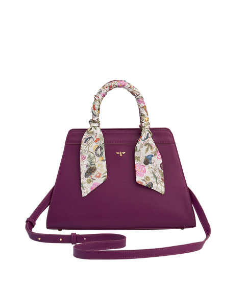 Floral Engravings Large Plum Tote