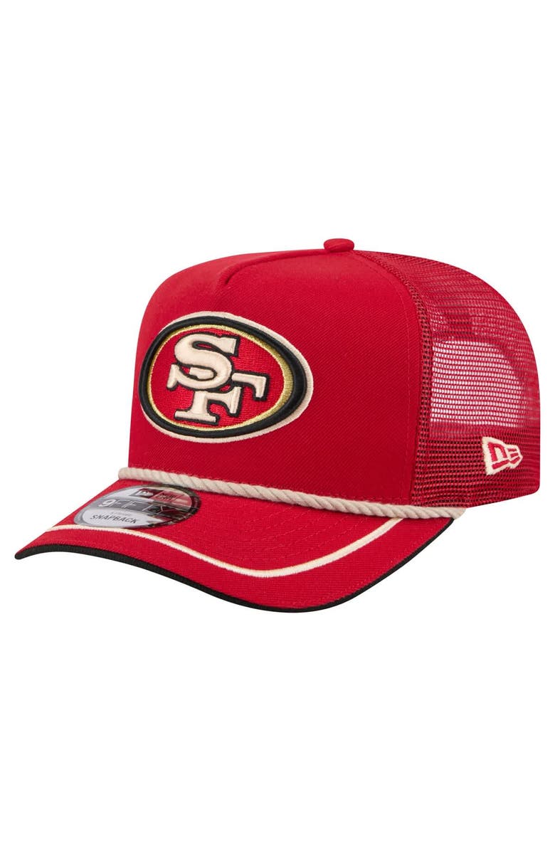 New Era Men's New Era Scarlet San Francisco 49ers Vintage Team Rope A-Frame Trucker 9FIFTY Snapback Hat, Main, color, Scarlet