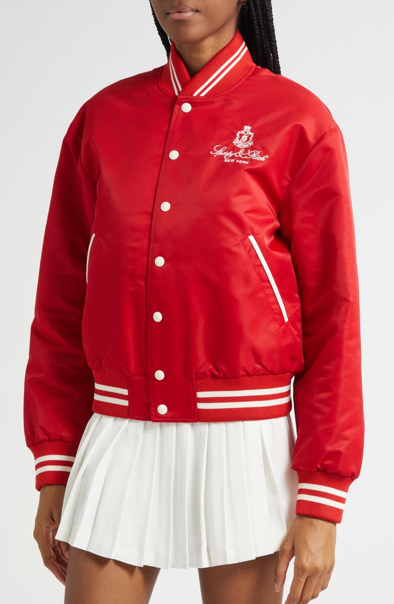 Sporty & Rich Vendome Nylon Varsity Jacket, Alternate, color,