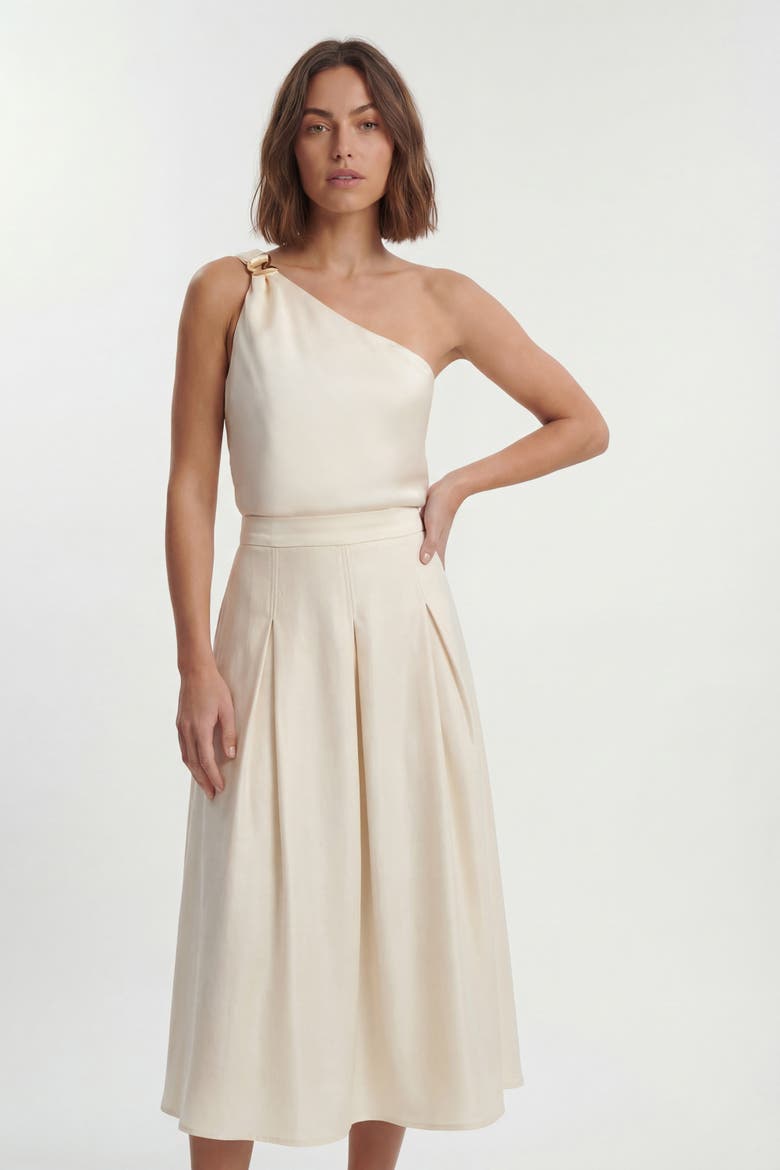 Satin One Shoulder Top, Alternate, color, Buttermilk