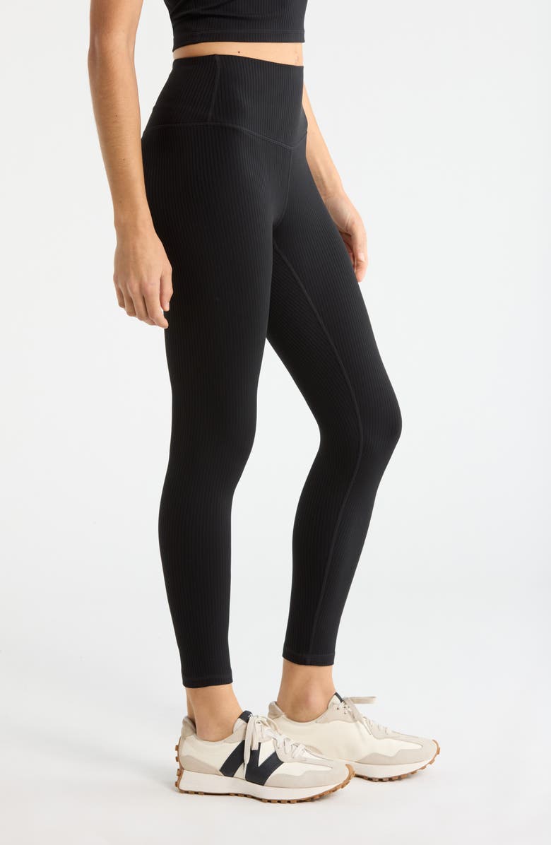 Zella Thrive Rib High Waist 7/8 Leggings, Alternate, color, Black
