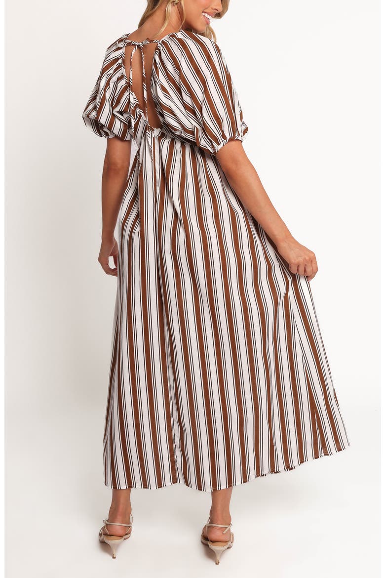 Sullivan Stripe Puff Sleeve Cotton & Linen Maxi Dress, Alternate, color, CHOCOLATE STRIPE