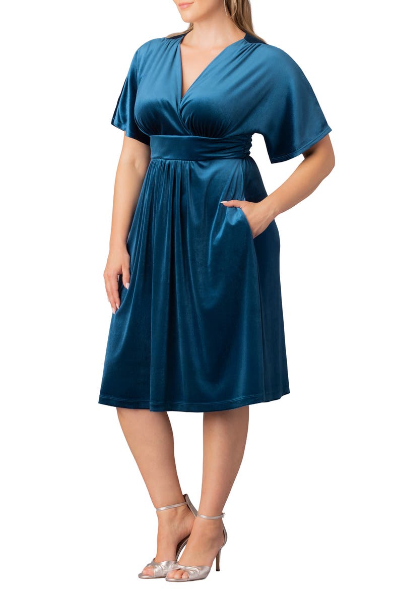 Angelic Velvet Cocktail Dress, Alternate, color, TEAL TOPAZ