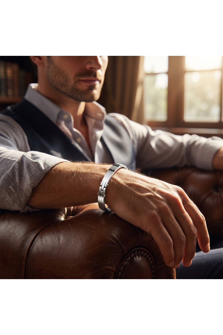 Men's Steel Polished Latched 8" 10mm Cuffed Bracelet, Alternate, color, Stainless Steel