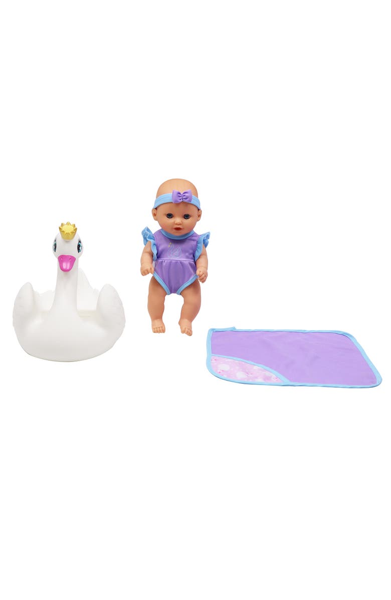 Dream Collection 10 Inch Bath Time Baby Doll with Swan, Alternate, color, Multicolored