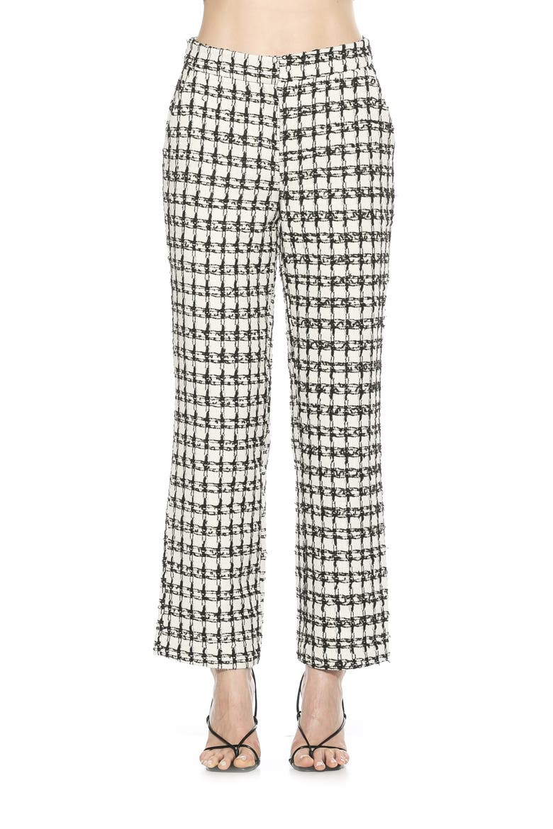 High Waist Tweed Pants, Main, color, IVORY CHECK